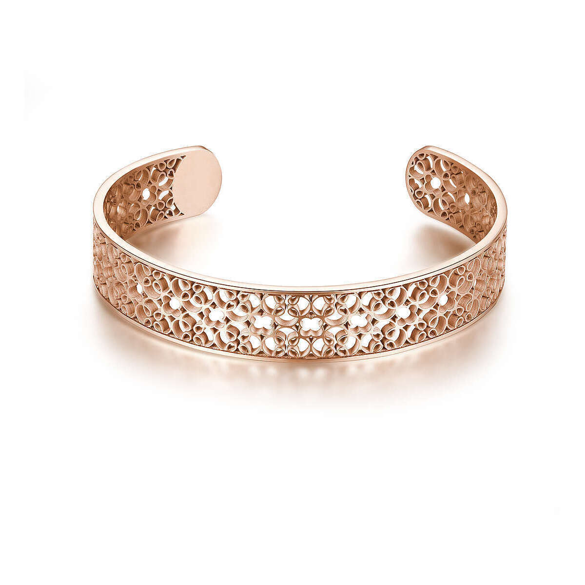 Bracciale rigido da donna Brosway Tailor in acciaio color oro rosa con motivo traforato elegante.