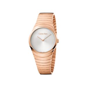 Orologio da donna Calvin Klein Whirl K8A23646 con cassa e bracciale oro rosa, quadrante minimal silver e design avvolgente