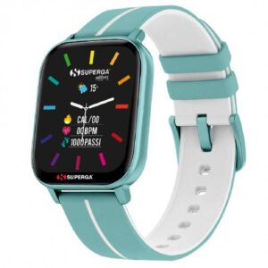 Smartwatch Superga SW-STC009 in verde acqua e bianco con cinturino in silicone.