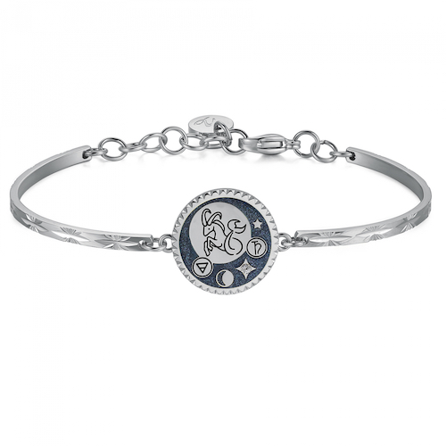 Bracciale rigido in acciaio dedicato al segno del Capricorno
