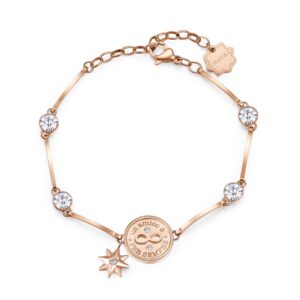 Bracciale Brosway Chakra Simboli BHKB046 in acciaio oro rosa con cristalli