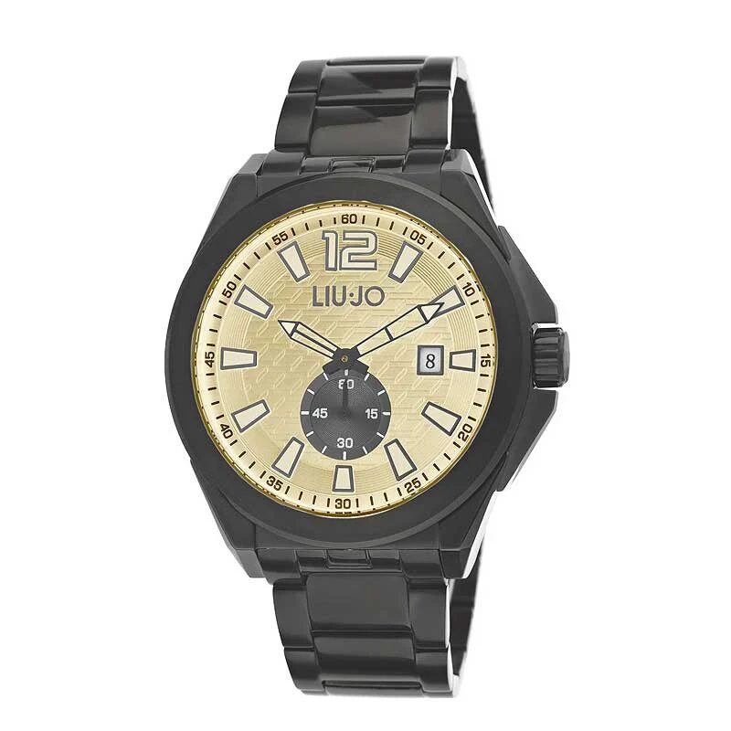 Orologio uomo Liu Jo TLJ889 con bracciale in acciaio nero e quadrante oro