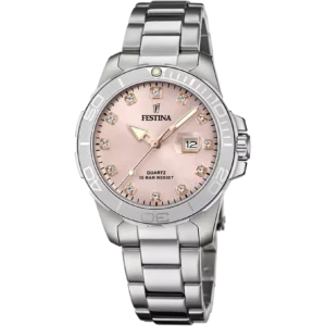 Orologio Festina F20503/2 Collezione Boyfriend, in acciaio con quadrante rosa madreperlato e cristalli