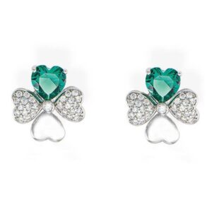 Orecchini Amen Quadricuore EQUBV in Argento 925 con cristalli e cuore verde: porta con te eleganza, amore e fortuna.