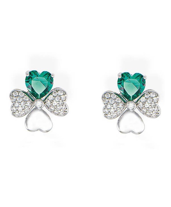 Orecchini Amen Quadricuore EQUBV in Argento 925 con cristalli e cuore verde: porta con te eleganza, amore e fortuna.