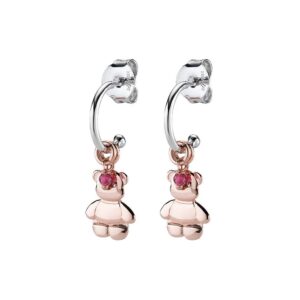 Orecchini Amen ORANORBRFU in Argento 925 placcato oro rosa con pendente a orsetto e cristallo rosa: teneri, brillanti e irresistibili