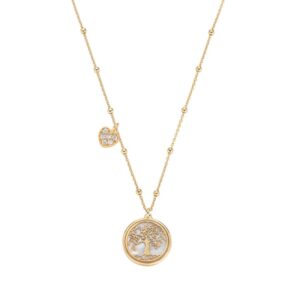 Collana Amen Albero Della Vita in Argento 925, con ciondolo a forma di albero e cuore in cristalli: simbolo di rinascita e amore.