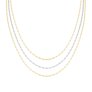 Collana Amen Elegance in Argento 925 bicolore: raffinato design multi-filo per un look luminoso e chic.