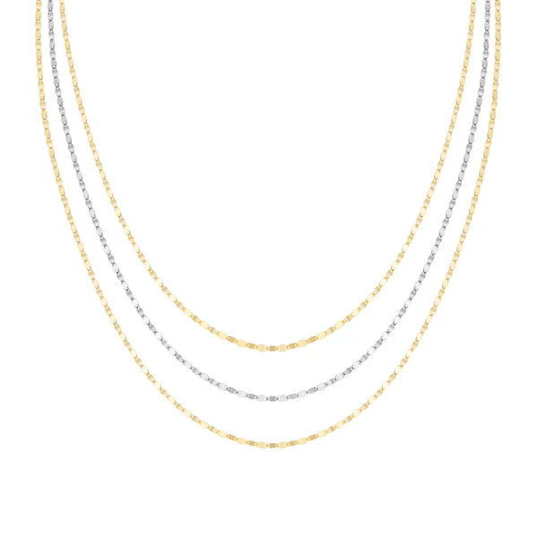 Collana Amen Elegance in Argento 925 bicolore: raffinato design multi-filo per un look luminoso e chic.
