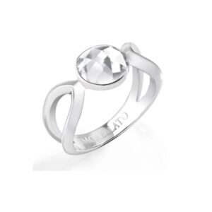 Anello Morellato FioreMio SABK22012 in acciaio lucido con cristallo trasparente.