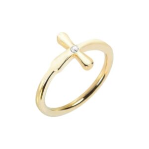 Anello dorato Morellato SAIS05012 con croce e cristallo. Minimal, elegante e ricco di significato.