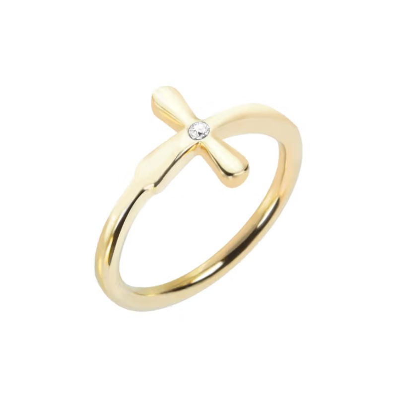 Anello dorato Morellato SAIS05012 con croce e cristallo. Minimal, elegante e ricco di significato.