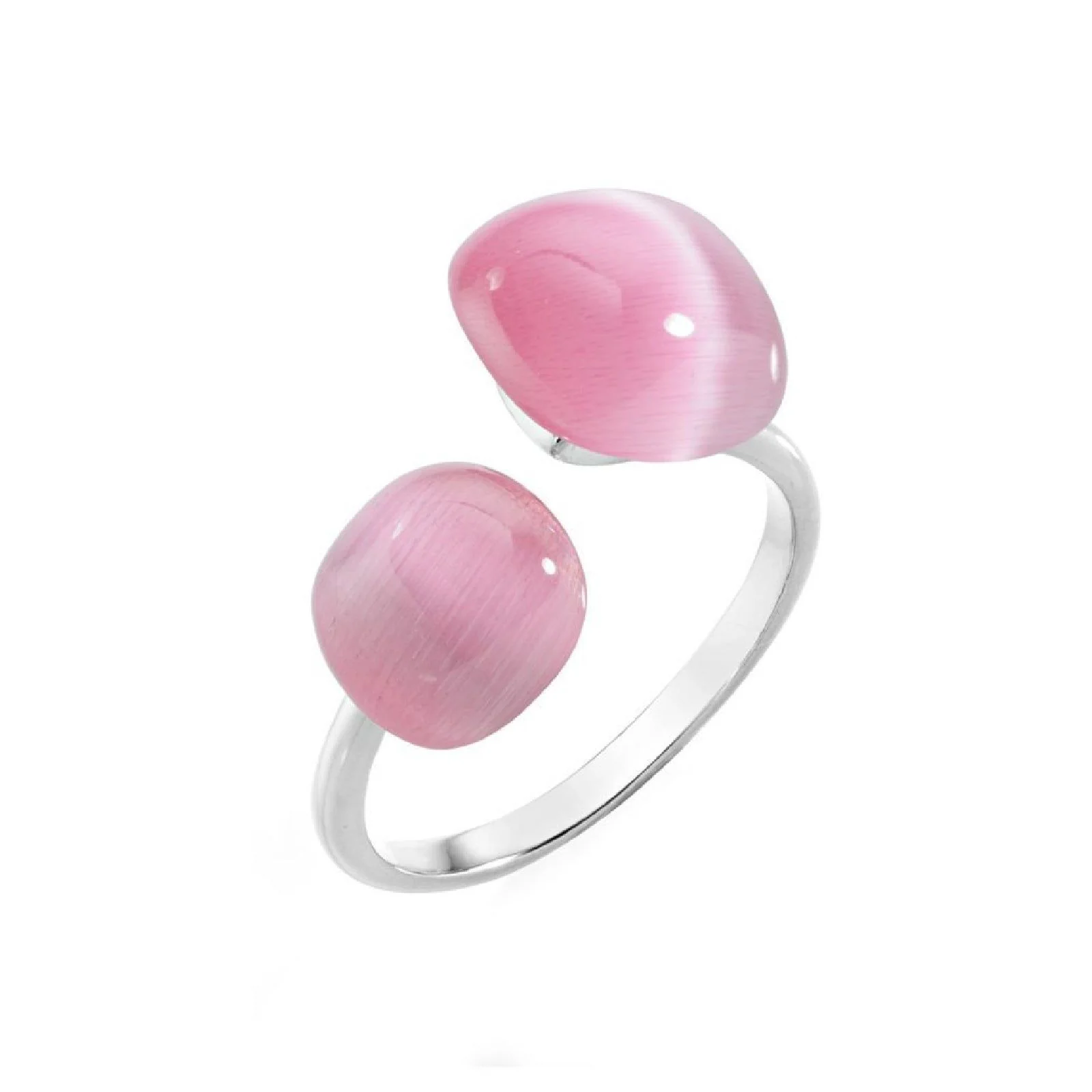 Anello Morellato Gemma SAKK34012 in argento 925 con doppia gemma rosa effetto cat eye