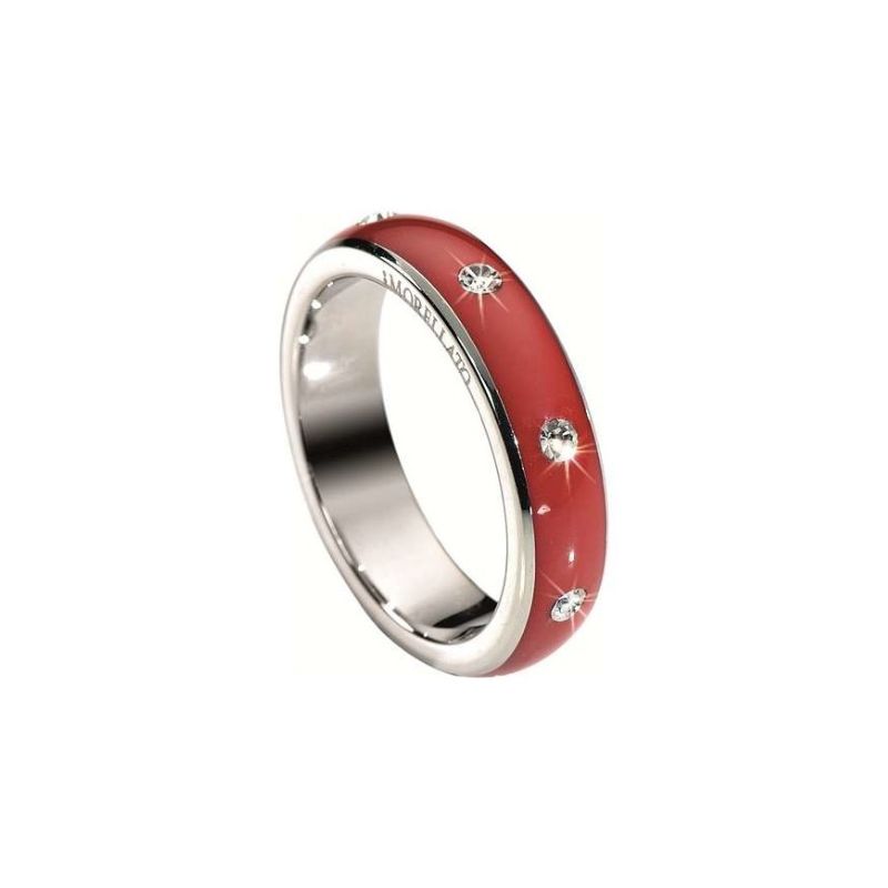 Anello Morellato in acciaio con smalto rosso e cristalli. Luminoso, moderno, perfetto per ogni occasione.