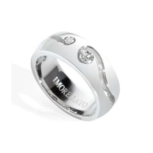 Anello Morellato SNA23014 in acciaio lucido con incisione a onda e cristalli. Un simbolo d’amore moderno e luminoso.