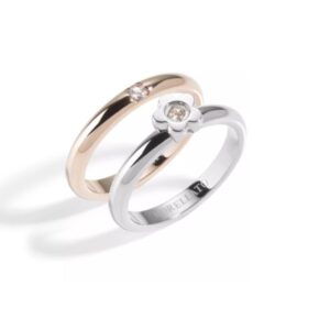 Set di anelli Morellato SNA33012: eleganza in argento e oro rosa con fiore e cristallo. Simbolo perfetto d’amore.