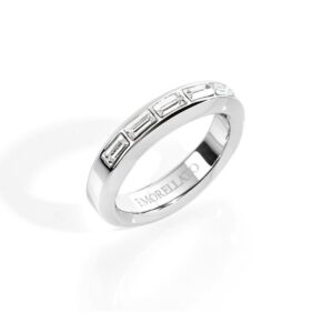 Anello Morellato in acciaio con zirconi taglio baguette. Eleganza sobria per ogni occasione