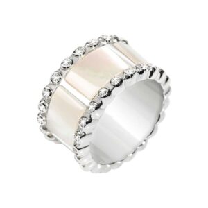 Anello Morellato SYC07018 in acciaio con madreperla bianca e cristalli. Raffinato e luminoso, un tocco di eleganza per ogni occasione.