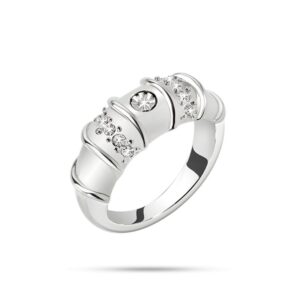 Anello Morellato Venezia da donna in acciaio lucido con cristalli bianchi. Design elegante e luminoso, ideale per ogni occasione.