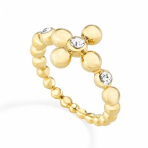 Anello da donna Sector Love And Love in acciaio placcato oro giallo con cristalli