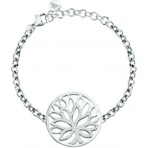 Bracciale Morellato SATD12 con pendente fiore di loto e cristalli: simbolo di purezza e luce, per uno stile elegante e significativo.