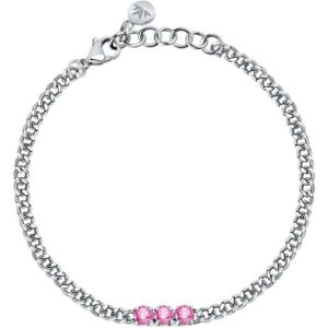 Bracciale Morellato SAUZ13 in acciaio con cristalli rosa fucsia: un tocco di colore e raffinatezza per ogni occasione.
