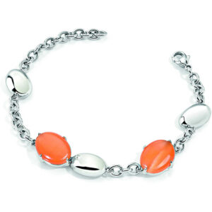 Bracciale Morellato con pietre color corallo e maglie in acciaio: luminoso, raffinato e perfetto per ogni occasione.