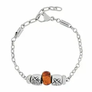 Bracciale Morellato con charm a tema tennis e bead ambra: perfetto per chi ama lo sport e vuole uno stile unico.