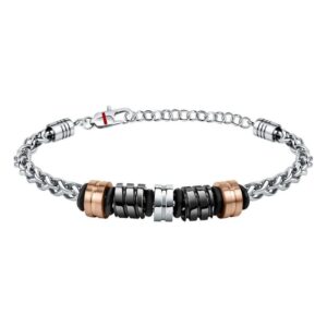 Bracciale da uomo Sector in acciaio con inserti in ceramica e rame