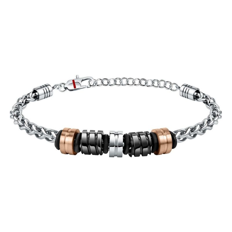 Bracciale da uomo Sector in acciaio con inserti in ceramica e rame