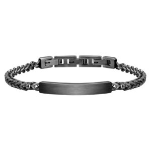 Bracciale uomo Sector in acciaio nero opaco con piastra satinata: stile audace e personalizzabile in un solo accessorio.