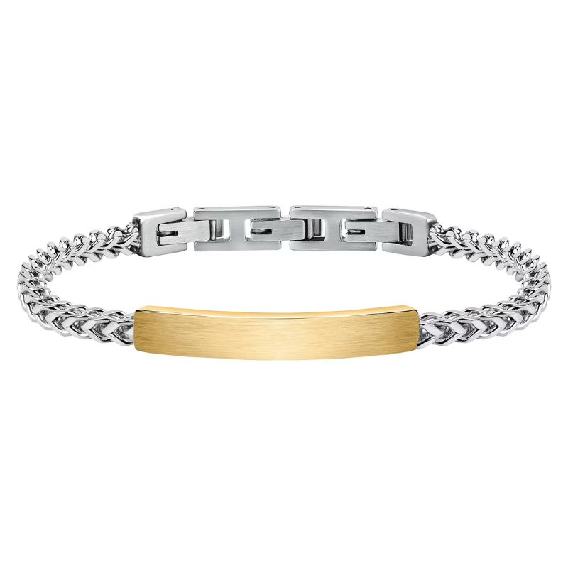 Bracciale Sector da uomo in acciaio con piastra satinata e catena a maglia piatta: semplice, elegante, intramontabile.