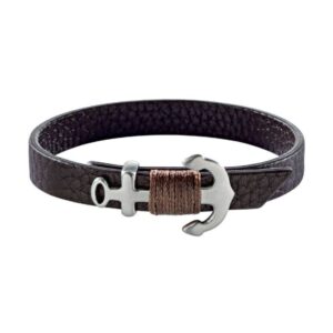 Bracciale uomo Sector Bandy SZV27 in pelle marrone con gancio ad ancora