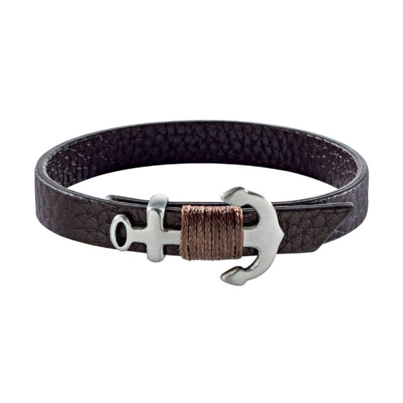 Bracciale uomo Sector Bandy SZV27 in pelle marrone con gancio ad ancora