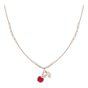 Collana Amen Fantasy in Argento 925 placcato oro rosa con ciondoli mela e serpente: un gioiello moderno e affascinante, perfetto per un look unico.