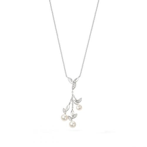 Collana Morellato SAER17 – In acciaio con perle e foglie con cristalli. Eleganza naturale e sofisticata.