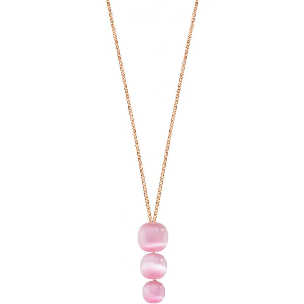 Collana Morellato SAKK01 in argento rosé con tre gemme rosa Cat Eye. Lunghezza regolabile da 40 a 45 cm per un'eleganza discreta e raffinata.