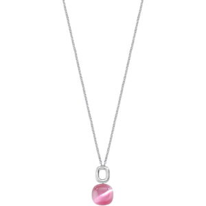 Collana lunga Morellato Gemma SAKK23 in acciaio con pendente geometrico e pietra rosa satinata. Eleganza minimal e moderna.