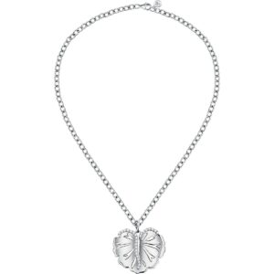 Collana Morellato SAUE02 – Un tocco di natura in acciaio con pendente a foglia e cristalli.
