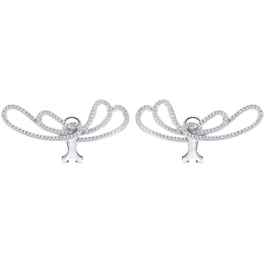 Orecchini Morellato in acciaio con design a fiocco e pavé di zirconi. Eleganza retrò in stile anni ’30 per uno charme senza tempo.