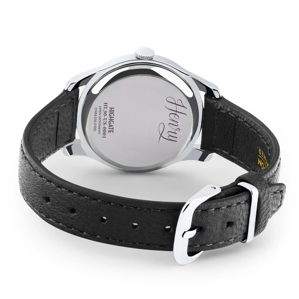 Orologio da donna Henry London HL30-US-0001 con cassa da 30 mm e cinturino in pelle marrone. Quadrante bianco elegante con indici rosati.