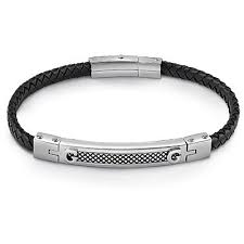 Bracciale Uomo Guess in Pelle Intrecciata con Piastra in Acciaio Satinato (mod.7613402138184)