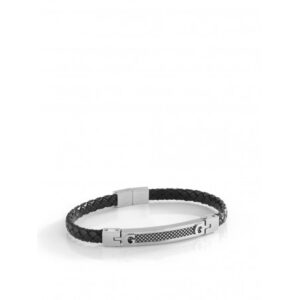 Bracciale Uomo Guess in Pelle Intrecciata con Piastra in Acciaio Satinato (mod.7613402138191)