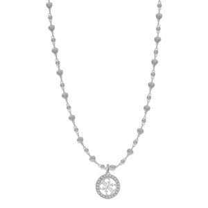 Collana Donna con Cuoricini e Pendente Rotondo con Cristalli (mod.7613414398804)
