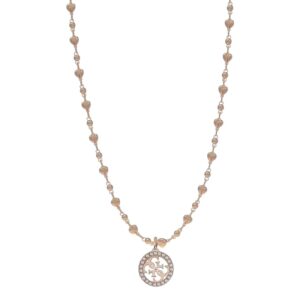 Collana Donna Rosé con Cuoricini e Pendente Rotondo con Cristalli (mod.7613414398828)