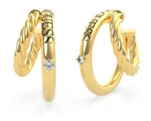 Orecchini GUESS Cerchio Oro con Dettaglio Intrecciato e Cristallo (mod.7618483799415)