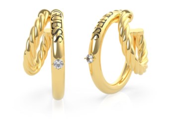 Orecchini GUESS Cerchio Oro con Dettaglio Intrecciato e Cristallo (mod.7618483799415)