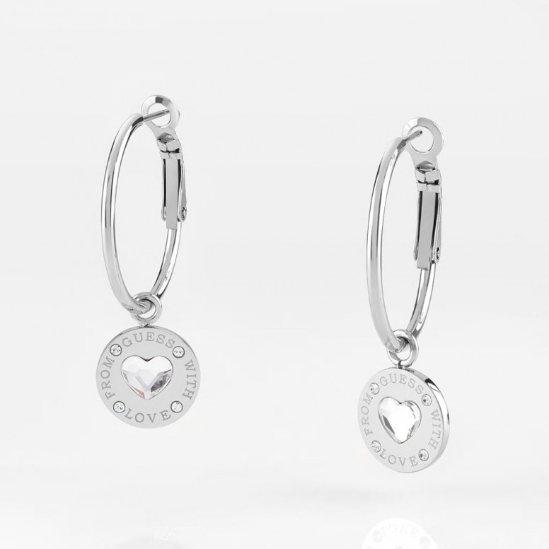 Orecchini Guess a Cerchio con Ciondolo Cuore – "From Guess With Love" (mod.7618483799552)