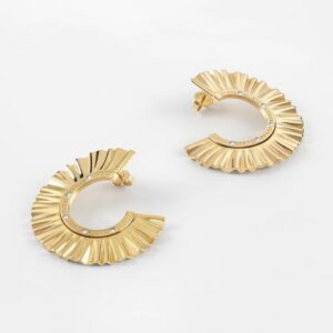 Orecchini a cerchio plissé dorati con cristalli – GUESS (mod.7618483799835)
