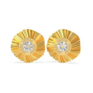 Orecchini a lobo GUESS dorati con cristallo centrale e design plissé (mod.7618483799859)